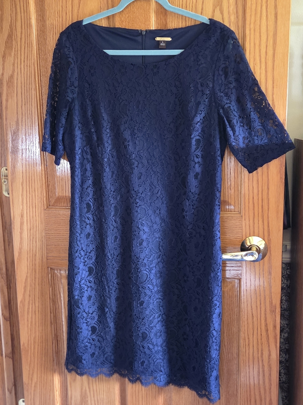 Dana Buchman Navy Lace Shift Dress sz Lg